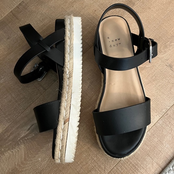 Black Espadrille Sandals - Picture 1 of 3